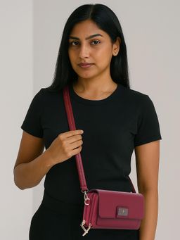 ESBEDA - Maroon Pu Solid Slingbag with Detachable Strap