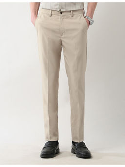Arrow Newyork - Mens Beige Textured Slim Fit Autoflex Trouser