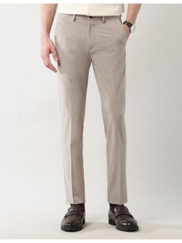 Arrow Newyork - Mens Beige Mid Rise Solid Slim Fit Trouser