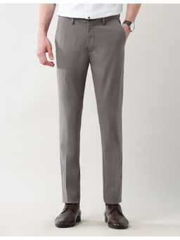 Arrow Newyork - Mens Brown Mid Rise Solid Slim Fit Trouser