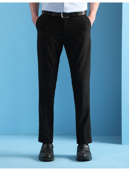 Arrow - Mens Black Mid Rise Slim Fit Velocity Trouser