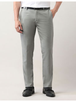Arrow - Mens Grey Mid Rise Dobby Autoflex Trouser