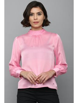 Allen Solly - Pink High Neck Solid-Plain Tops
