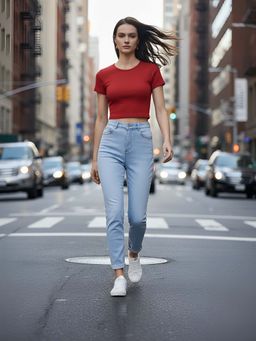 KASSUALLY - Women Light Blue Slim Fit Whiskers Jeans