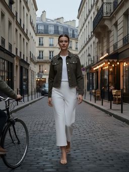 KASSUALLY - Olive Embellished Jacket