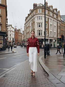 KASSUALLY - Women Red Solid Crop Sweatshirt