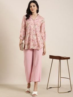 SHOWOFF - Women Pink Printed Co-Ord with Belt (Set of 3)