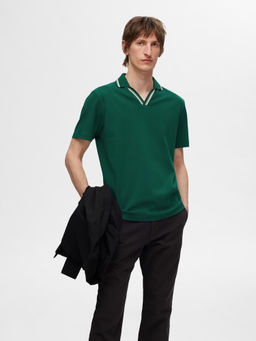 Selected - Green Organic Cotton Polo T-Shirt