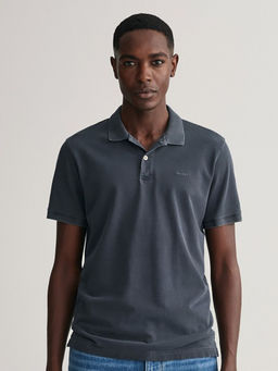GANT - Men Grey Solid Short Sleeves Polo T-Shirt