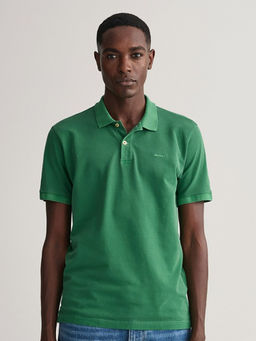 GANT - Men Green Solid Short Sleeves Polo T-Shirt
