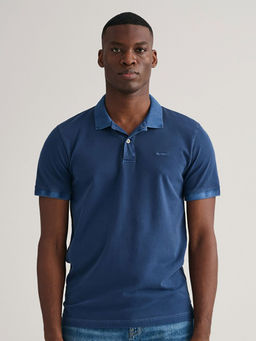 GANT - Men Blue Solid Short Sleeves Polo T-Shirt