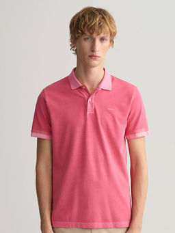 GANT - Men Pink Solid Short Sleeves Polo T-Shirt