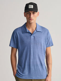 GANT - Men Blue Solid Short Sleeves Polo T-Shirt