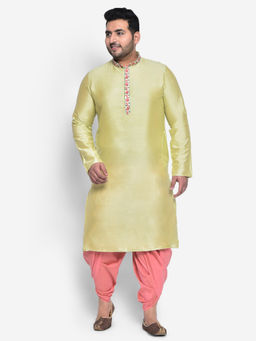 KISAH PLUS - Cotton Blend Green Kurta (Set of 2)