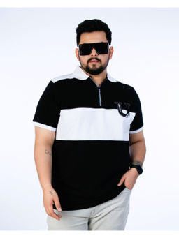 UNSIZED - Mens Fashion Polo T-Shirt Colorblock Black