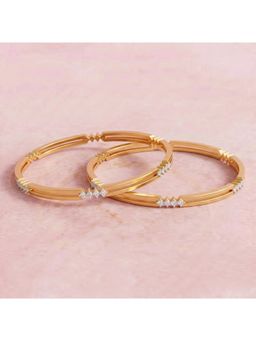 SPARQ - Lab Diamond 925 Sterling Silver 2.24Ct Geometric Parallel Triple-Stations Gold Plated Bangles