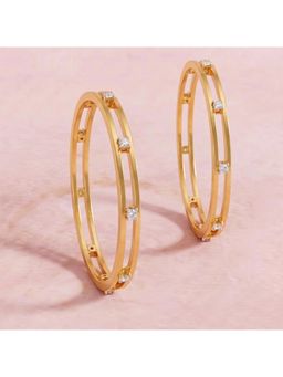 SPARQ - Lab Diamond 925 Sterling Silver 0.82Ct Minimalist Split-Band Solitaire Gold Plated Bangles
