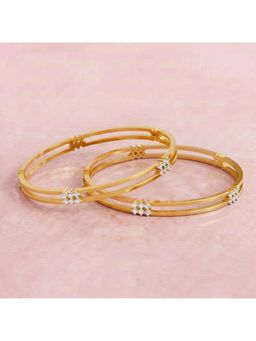 SPARQ - Lab Diamond 925 Sterling Silver 2.08Ct Dual-Rail Cluster Accents Gold Plated Bangles