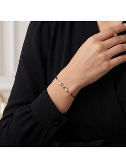 SPARQ - Lab Diamond 925 Sterling Silver 0.35Ct Dual Solitaire Gold Plated Mangalsutra Bracelet