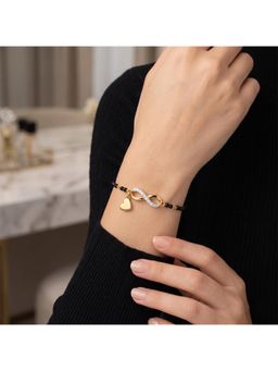 SPARQ - Lab Diamond 925 Sterling Silver 0.12Ct Cruciform Floral Gold Plated Mangalsutra Bracelet
