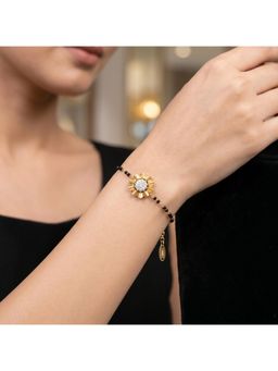 SPARQ - Lab Diamond 925 Sterling Silver 0.2Ct Floral Cluster Gold Plated Mangalsutra Bracelet