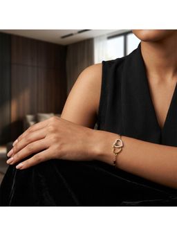 SPARQ - Lab Diamond 925 Sterling Silver 0.12Ct Hexagonal Halo Gold Plated Mangalsutra Bracelet