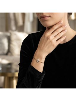 SPARQ - Lab Diamond 925 Sterling Silver 0.22Ct Pave Clover Gold Plated Mangalsutra Bracelet