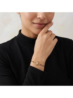 SPARQ - Lab Diamond 925 Sterling Silver 0.26Ct Intertwined Hearts Gold Plated Mangalsutra Bracelet