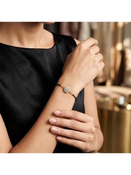 SPARQ - Lab Diamond 925 Sterling Silver 0.2Ct Abstract Wave Gold Plated Mangalsutra Bracelet