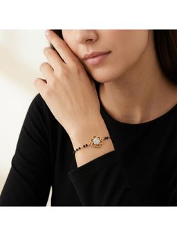 SPARQ - Lab Diamond 925 Sterling Silver 0.33Ct Fluted Sunflower Gold Plated Mangalsutra Bracelet