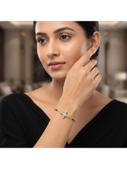 SPARQ - Lab Diamond 925 Sterling Silver 0.22Ct Infinity Heart Charm Gold Plated Mangalsutra Bracelet