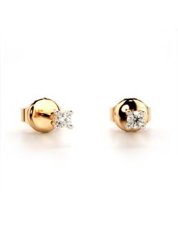 Valanova - Hallmarked 9K Rose Gold and Certified Lab Grown Diamond 0.10Cts Stud Earrings Vse0001R010