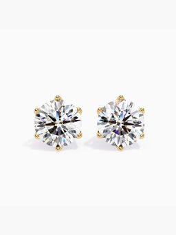 Valanova - Hallmarked 9K Yellow Gold and Certified Lab Grown Diamond 3.07Cts Stud Earrings Vse0003R300