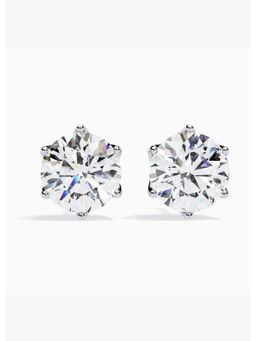 Valanova - Hallmarked 9K White Gold and Certified Lab Grown Diamond 4.08Cts Stud Earrings Vse0003R400