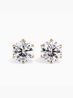 Valanova - Hallmarked 9K Yellow Gold and Certified Lab Grown Diamond 4.08Cts Stud Earrings Vse0003R400