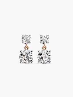 Valanova - Hallmarked 9K Rose Gold and Certified Lab Grown Diamond 1.25Cts Drop Earrings Vse0004R100