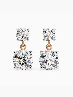 Valanova - Hallmarked 9K Rose Gold and Certified Lab Grown Diamond 3.80Cts Drop Earrings Vse0004R300