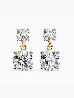Valanova - Hallmarked 9K Yellow Gold and Certified Lab Grown Diamond 3.80Cts Drop Earrings Vse0004R300