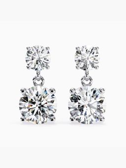 Valanova - Hallmarked 9K White Gold and Certified Lab Grown Diamond 5.00Cts Drop Earrings Vse0004R400