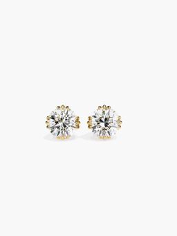 Valanova - Hallmarked 9K Yellow Gold and Certified Lab Grown Diamond 1.00Cts Stud Earrings Vse0005R100