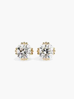 Valanova - Hallmarked 9K Yellow Gold and Certified Lab Grown Diamond 2.00Cts Stud Earrings Vse0005R200