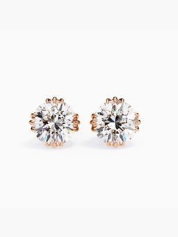Valanova - Hallmarked 9K Rose Gold and Certified Lab Grown Diamond 3.00Cts Stud Earrings Vse0005R300