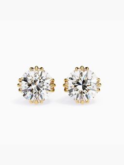 Valanova - Hallmarked 9K Yellow Gold and Certified Lab Grown Diamond 4.00Cts Stud Earrings Vse0005R400