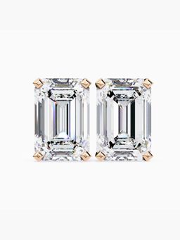 Valanova - Hallmarked 9K Rose Gold and Certified Lab Grown Diamond 4.00Cts Stud Earrings Vse0007E400