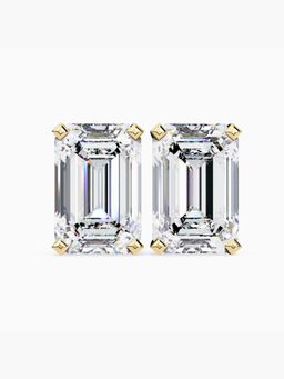 Valanova - Hallmarked 9K Yellow Gold and Certified Lab Grown Diamond 4.00Cts Stud Earrings Vse0007E400