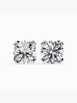 Valanova - Hallmarked 9K White Gold and Certified Lab Grown Diamond 3.00Cts Stud Earrings Vse0010R300
