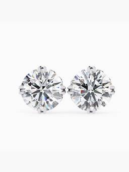 Valanova - Hallmarked 9K White Gold and Certified Lab Grown Diamond 3.00Cts Stud Earrings Vse0013R300
