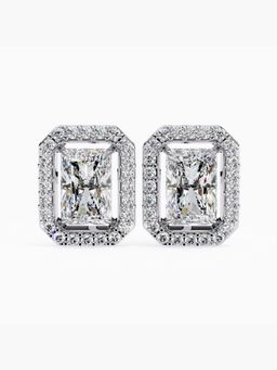 Valanova - Hallmarked 9K White Gold and Certified Lab Grown Diamond 3.46Cts Stud Earrings Vse0020D300