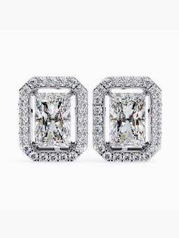 Valanova - Hallmarked 9K White Gold and Certified Lab Grown Diamond 4.58Cts Stud Earrings Vse0020D400