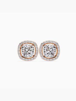 Valanova - Hallmarked 9K Rose Gold and Certified Lab Grown Diamond 2.30Cts Stud Earrings Vse0021U200